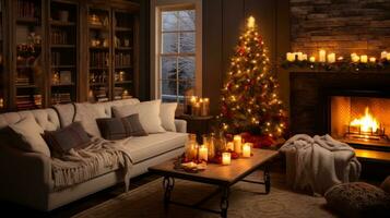 Cozy and inviting holiday setting. Generative AI photo