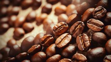Coffee beans forming spiral pattern. Generative AI photo