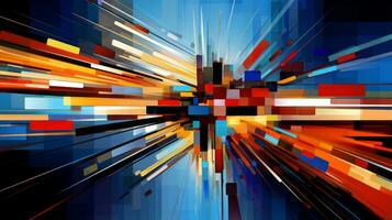 Colorful abstract with lines and squares. Generative AI photo