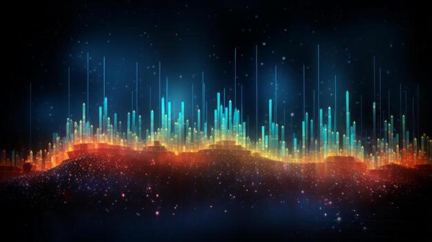 Abstract background with colorful lines and stars. Generative AI photo