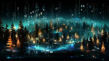 Digital Christmas scene background. Generative AI photo