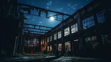 Full view of a building at night. Generative AI photo