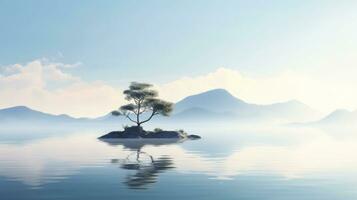 Tranquil landscape composition, invoking natural calm. Generative AI photo