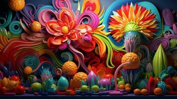 Vibrant 3D intricacies of dimensional creativity. Generative AI photo