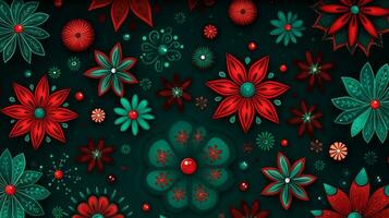 Mesmerizing Christmas pattern, festive elements, beauty. Generative AI photo