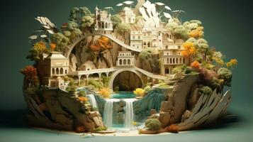 Exquisite 3D scene with intricate details. Generative AI photo