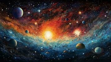 Planets in the night sky. Generative AI photo
