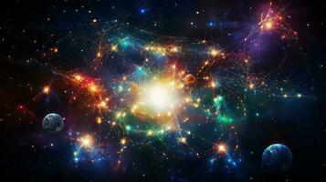 Image of a space scene with stars and planets. Generative AI photo