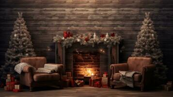 Cozy Christmas backdrop, adding warmth, digital projects. Generative AI photo