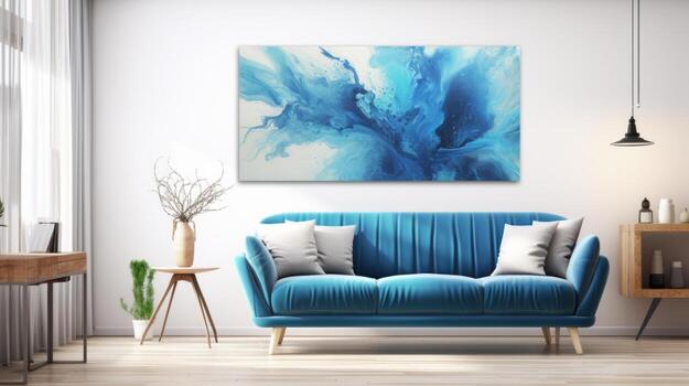 Artistic blue ambiance, canvas of creativity. Generative AI photo