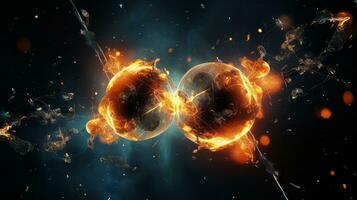 Computer generated image of two balls of fire. Generative AI photo