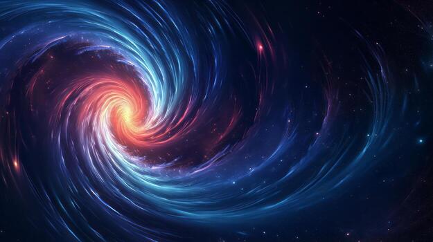 Abstract image of a blue and orange spiral. Generative AI photo