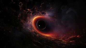 Surreal cosmic scene black hole pull. Generative AI photo