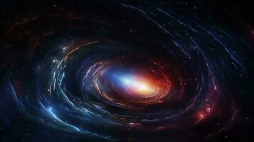 Image of a spiral galaxy with stars in the background. Generative AI photo