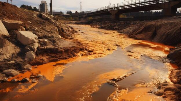 River warms from industry. Generative AI photo