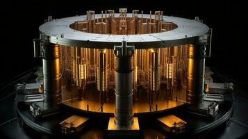 Nuclear reactor core with fuel rods in place. Generative AI photo