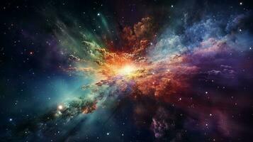 Cosmic explosion colorful gases particles. Generative AI photo