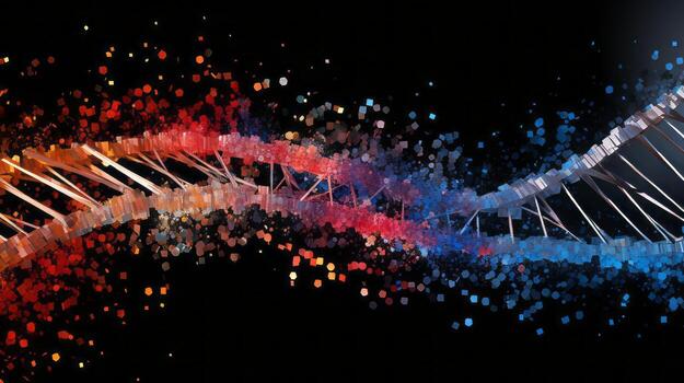 Genetic mutation simulation. Generative AI photo