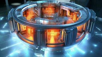 Diagram of nuclear fusion reactor's plasma confinement. Generative AI photo