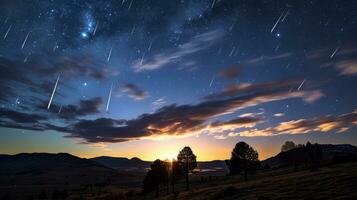 Celestial event meteor shower. Generative AI photo