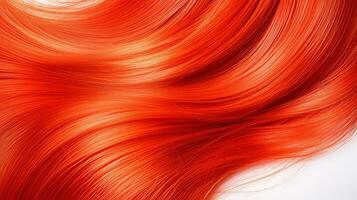 Close up of fiery red hair on white backdrop. Generative AI photo