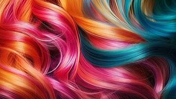 Close up of ever changing hair color patterns. Generative AI photo