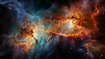 Image of a very colorful space with stars. Generative AI photo