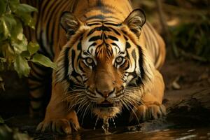de la naturaleza preguntarse un increíble Bengala Tigre en sus maravilloso natural habitat ai generado foto