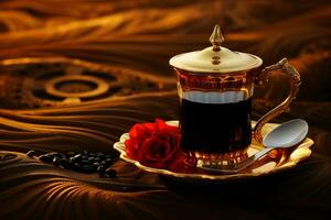 Dark and invigorating, Arabian black coffee offers a taste of tradition AI Generated photo