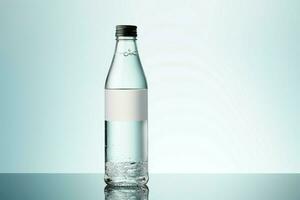 inmaculado 3d representación un agua botella soportes solo en blanco ai generado foto