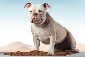 Isolated white American Bully dog stands out with its striking presence AI Generated photo