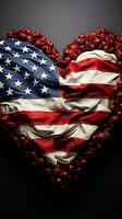 corazón conformado tributo Estados Unidos bandera creativamente encarna el espíritu de independencia día vertical móvil fondo de pantalla ai generado foto