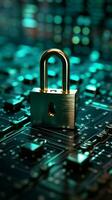 Cybersecurity prioritizes user privacy, utilizing encryption to fortify data protection and security Vertical Mobile Wallpaper AI Generated photo