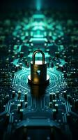 Cybersecurity prioritizes user privacy, utilizing encryption to fortify data protection and security Vertical Mobile Wallpaper AI Generated photo