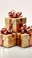 Isolated presents, boxes on white. Evoke holiday spirit, Valentine's Day affection. Vertical Mobile Wallpaper AI Generated photo