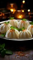 Festive tradition Homemade steamed coconut dumplings, a cherished treat during traditional celebrations Vertical Mobile Wallpaper AI Generated photo