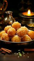 Tangy spheres Kacha aam ke ladoo, crispy and flavorful, a taste sensation Vertical Mobile Wallpaper AI Generated photo