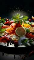 Culinary excitement Add zest to your meal through a vibrant, diverse array Vertical Mobile Wallpaper AI Generated photo