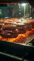 Butchers masterfully process meat into delicious hamburger patties with precision and care Vertical Mobile Wallpaper AI Generated photo