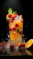 Fruitful indulgence Cocktail brimming with deliciousness, complemented by expansive copy space Vertical Mobile Wallpaper AI Generated photo