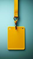 Name badge Yellow cord, empty space, and text for clear identification Vertical Mobile Wallpaper AI Generated photo