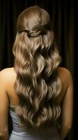 Art of enhancement Styled hair extensions accentuate beauty within the salon Vertical Mobile Wallpaper AI Generated photo