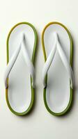 Vacation essential Isolated white flip flop, an icon of leisure and comfort Vertical Mobile Wallpaper AI Generated photo