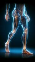 Precise 3D representation male medical figure with emphasized knee and ankle bones Vertical Mobile Wallpaper AI Generated photo