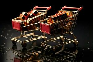 Black Friday promotions in full swing with special shopping carts for shoppers AI Generated photo