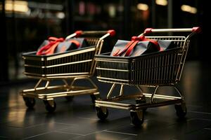 Black Friday promotions in full swing with special shopping carts for shoppers AI Generated photo