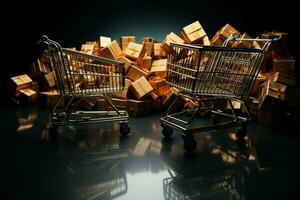 Black Friday treasures abound as shopping carts overflow with discounted items AI Generated photo