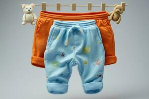 Front-facing presentation of sweet little baby pants for your admiration AI Generated photo