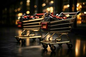 Prepare for savings with promotional Black Friday shopping carts at the ready AI Generated photo