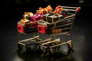 Promotional Black Friday shopping carts, loaded with bargains for savvy shoppers AI Generated photo